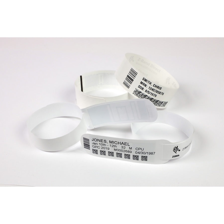 Zebra Wristband Polypropylene 1 x 11in Direct Thermal Zebra Z-Band Comfort HC100