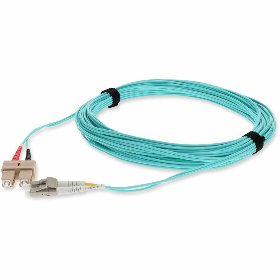 AddOn 1m LC (Male) to SC (Male) Aqua OM3 Duplex Fiber OFNR (Riser-Rated) Patch Cable