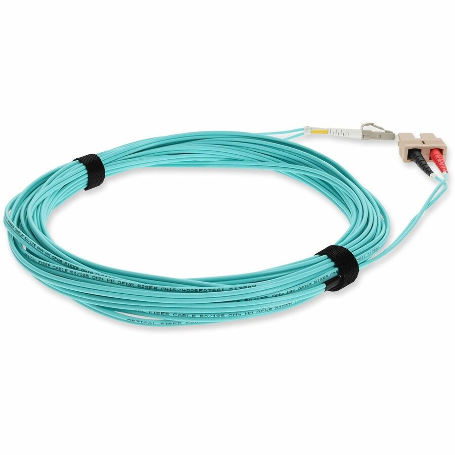 AddOn 1m LC (Male) to SC (Male) Aqua OM3 Duplex Fiber OFNR (Riser-Rated) Patch Cable