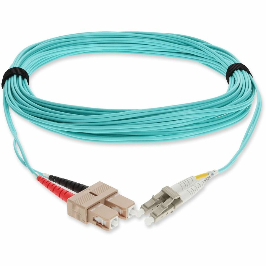 AddOn 1m LC (Male) to SC (Male) Aqua OM3 Duplex Fiber OFNR (Riser-Rated) Patch Cable