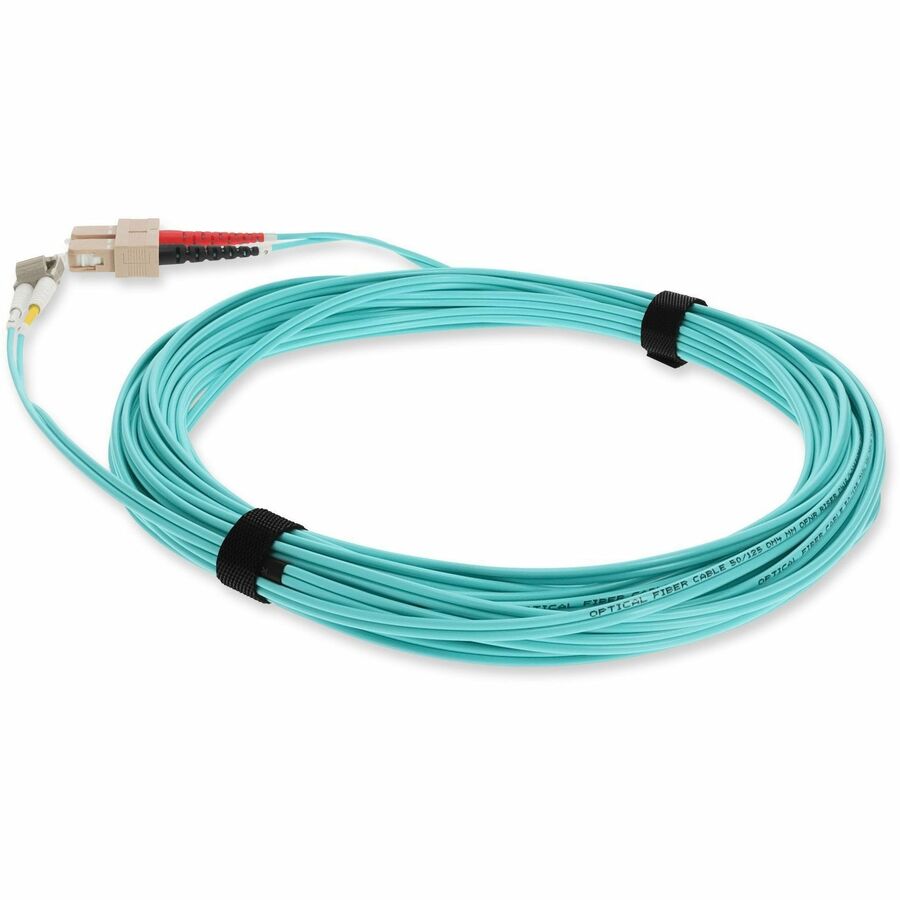 AddOn 1m LC (Male) to SC (Male) Aqua OM3 Duplex Fiber OFNR (Riser-Rated) Patch Cable