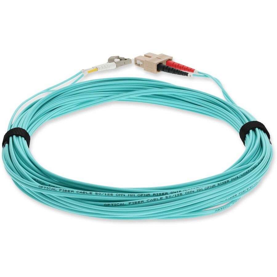 AddOn 1m LC (Male) to SC (Male) Aqua OM3 Duplex Fiber OFNR (Riser-Rated) Patch Cable