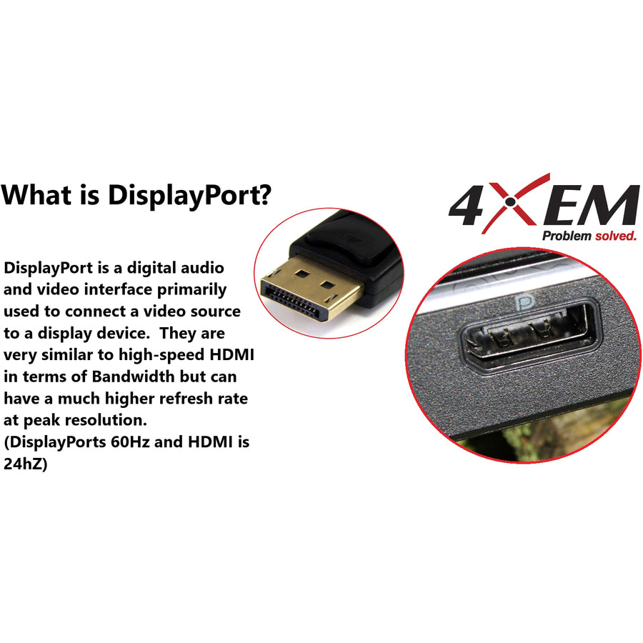 4XEM 6FT DisplayPort To VGA Adapter Cable - Black