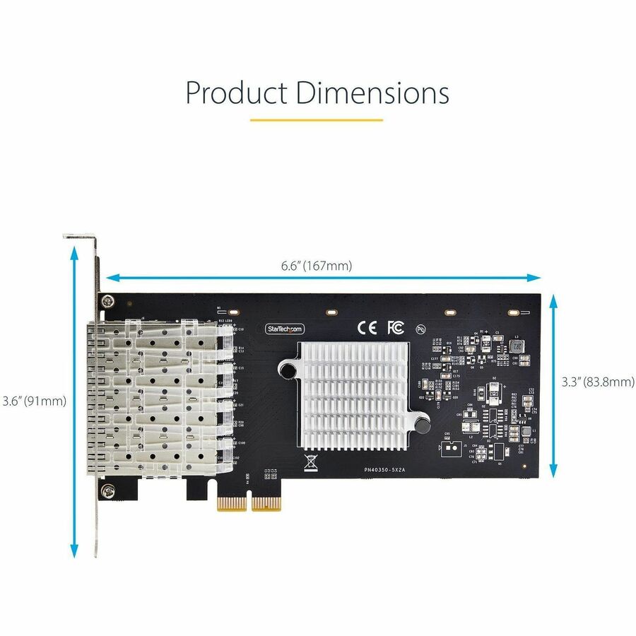 StarTech.com 4-Port GbE SFP Network Card, PCIe 2.0 x2 (x4, x8, x16 Compatible), Intel I350-AM4, Copper/Fiber Optic, Gigabit Ethernet