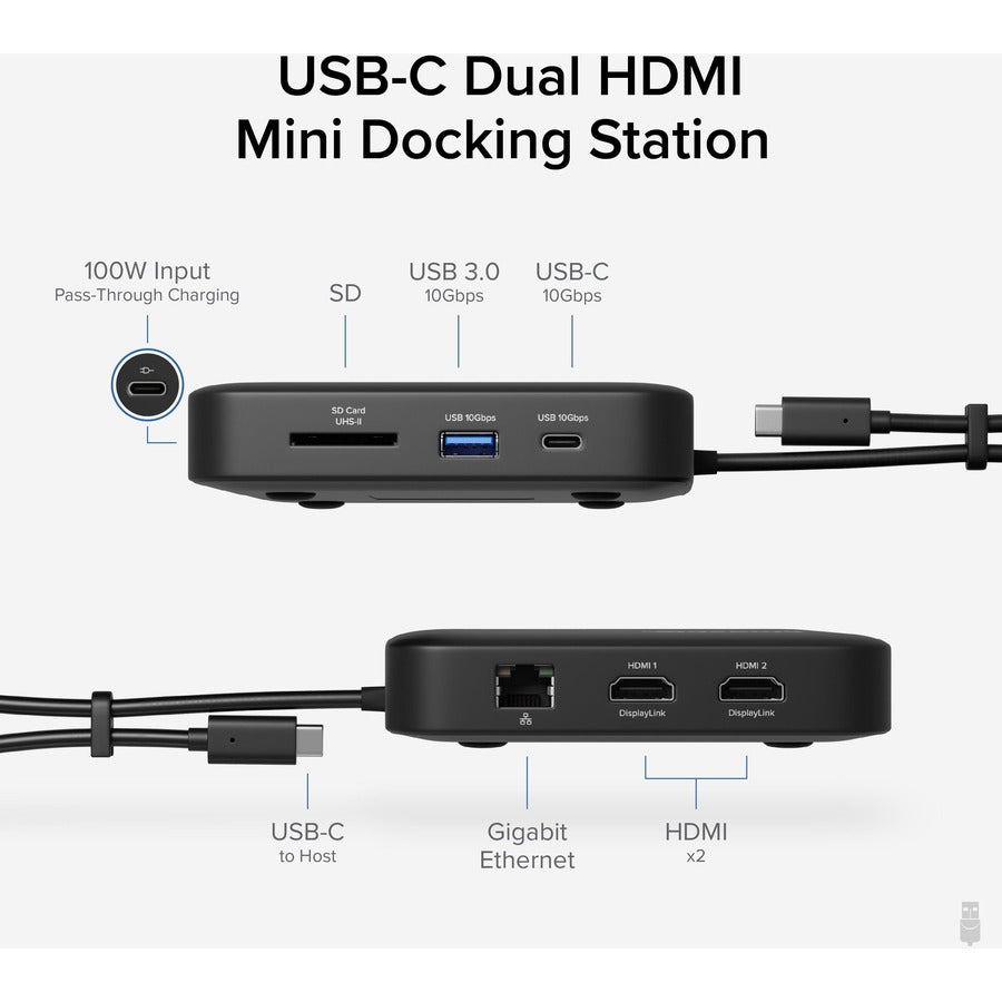 Plugable USB 3.0 or USB C to HDMI Adapter Extends to 4x Monitors, Compatible with Windows and Mac