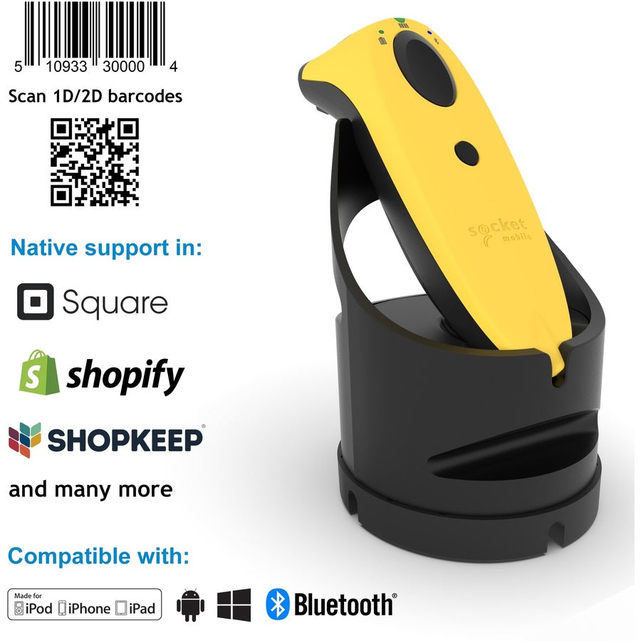 Socket Mobile SocketScan® S740, Universal Barcode Scanner, Yellow & Black Dock