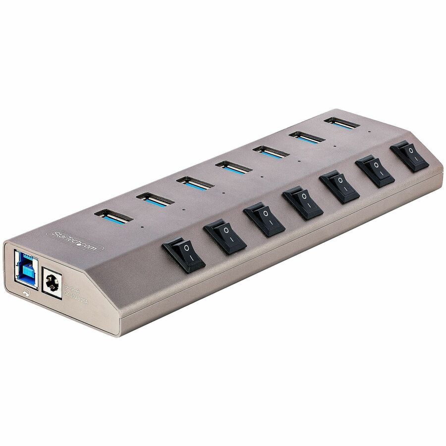 StarTech.com 7-Port Self-Powered USB-C Hub with Individual On/Off Switch, Desktop/Laptop USB-C to USB-A Hub, USB Type C Hub w/Power Supply