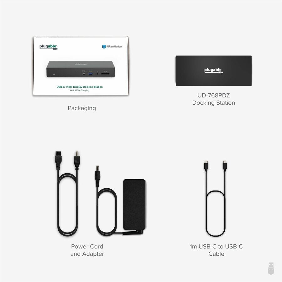 Plugable 13-in-1 USB-C Triple Monitor Laptop Docking Station with 100W Charging, 20W USB-C Charging - 3x HDMI