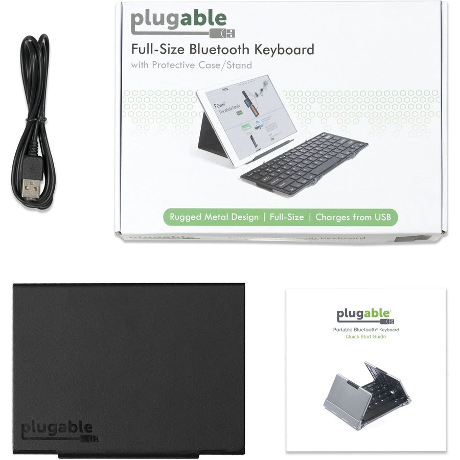 Plugable Foldable Bluetooth Keyboard Compatible with iPad, iPhones, Android, and Windows