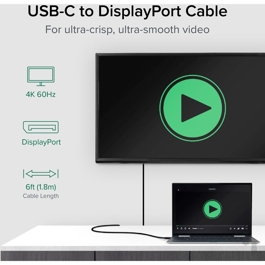 Plugable USB C to DisplayPort Adapter - 6ft (1.8m) Adapter Cable