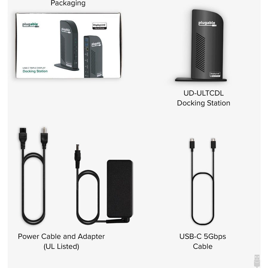 Plugable 13-in-1 USB-C Triple Monitor Docking Station with 100W Charging, Compatible with Windows, Mac, and Chrome with Thunderbolt 3 / 4 or USB-C