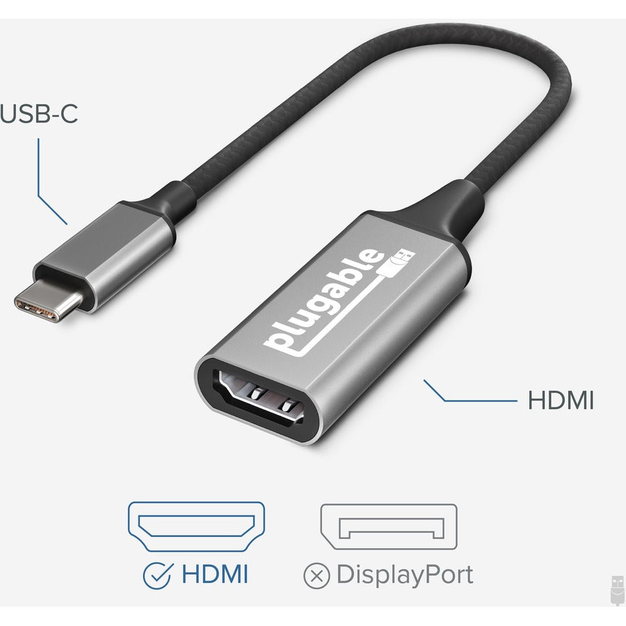 Plugable USB C to HDMI 2.0 Adapter Compatible with 2018 iPad Pro, 2018 MacBook Air, 2018 MacBook Pro, Dell XPS 13 & 15, Thunderbolt 3 Ports & More