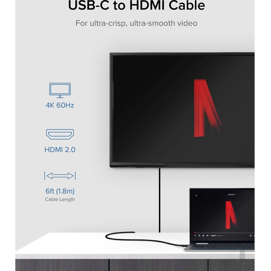 Plugable USB C to HDMI Adapter Cable - Connect USB-C or Thunderbolt 3 Laptops to HDMI Displays up to 4K@60Hz =