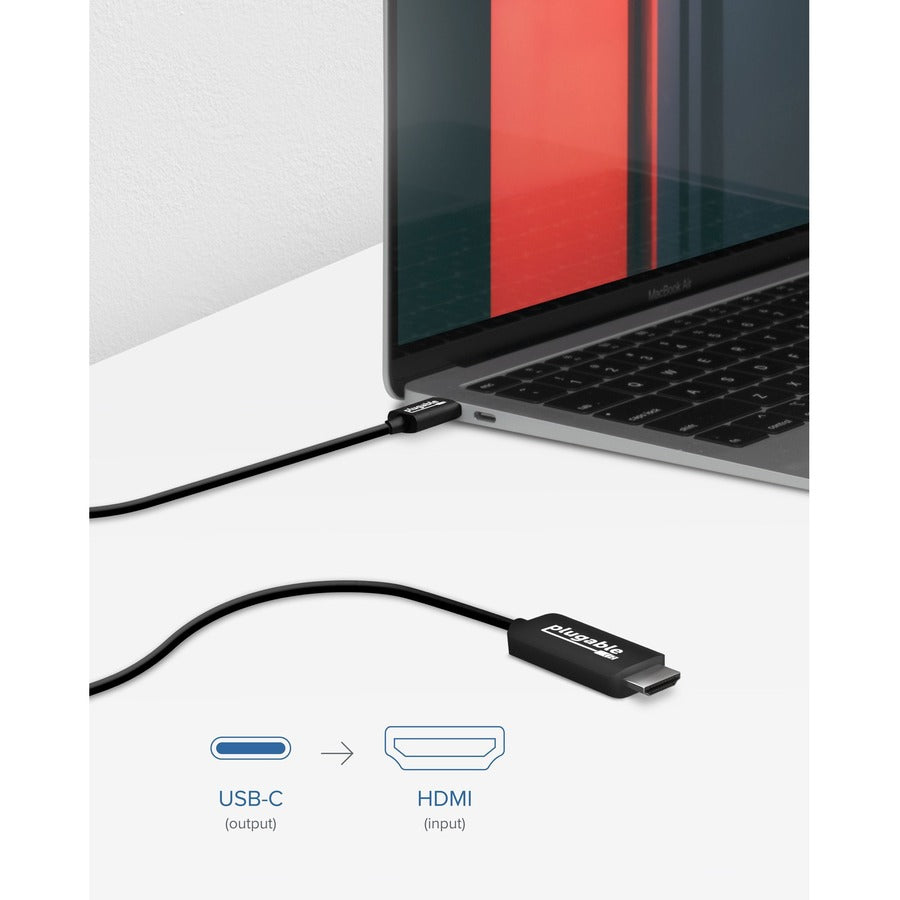 Plugable USB C to HDMI Adapter Cable - Connect USB-C or Thunderbolt 3 Laptops to HDMI Displays up to 4K@60Hz =