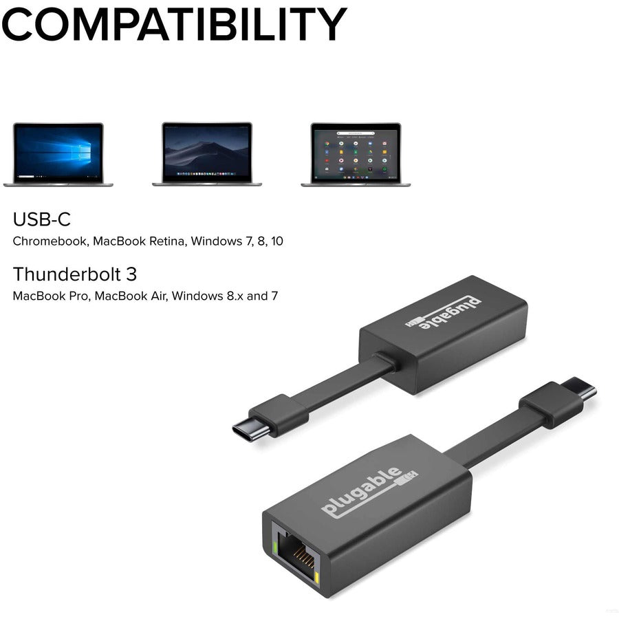 Plugable USB C to Ethernet Adapter, Fast and Reliable Gigabit Speed