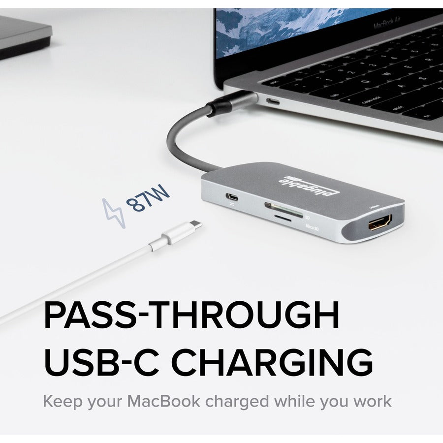 Plugable USB-C Hub 7-in-1, Compatible with Mac, Windows, Chromebook, USB4, Thunderbolt 4, and More