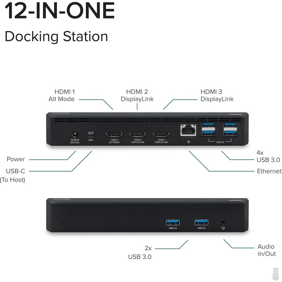 Plugable USB C Triple Display Docking Station with Laptop Charging, Thunderbolt 3 or USB C Dock Compatible with Specific Windows and Mac Systems