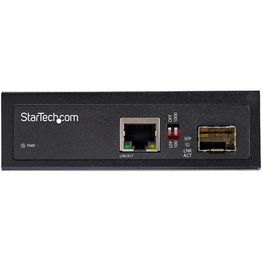 StarTech.com Industrial Fiber to Ethernet Media Converter - 1Gbps SFP to RJ45/CAT6 - SM/MM Fiber to Copper Gigabit Network IP-30 12V Input