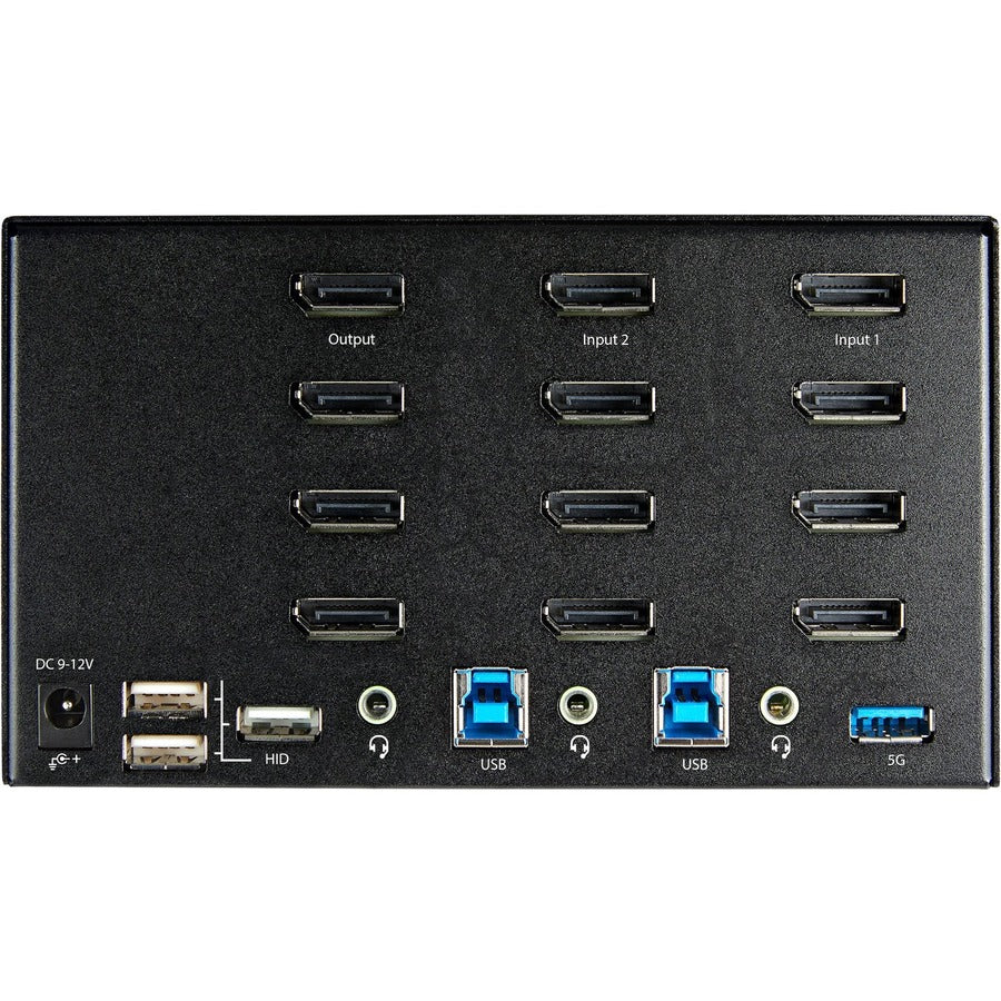 StarTech.com 2 Port Quad Monitor DisplayPort KVM Switch 4K 60Hz UHD HDR, DP 1.2 KVM Switch, 2 Port USB 3.0 Hub, 4x USB HID, Audio, Hotkey