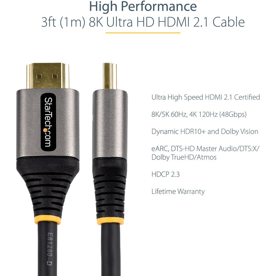 3ft/1m HDMI 2.1 Cable, Certified Ultra High Speed HDMI Cable 48Gbps, 8K 60Hz/4K 120Hz HDR10+, 8K HDMI Cable, Monitor/Display