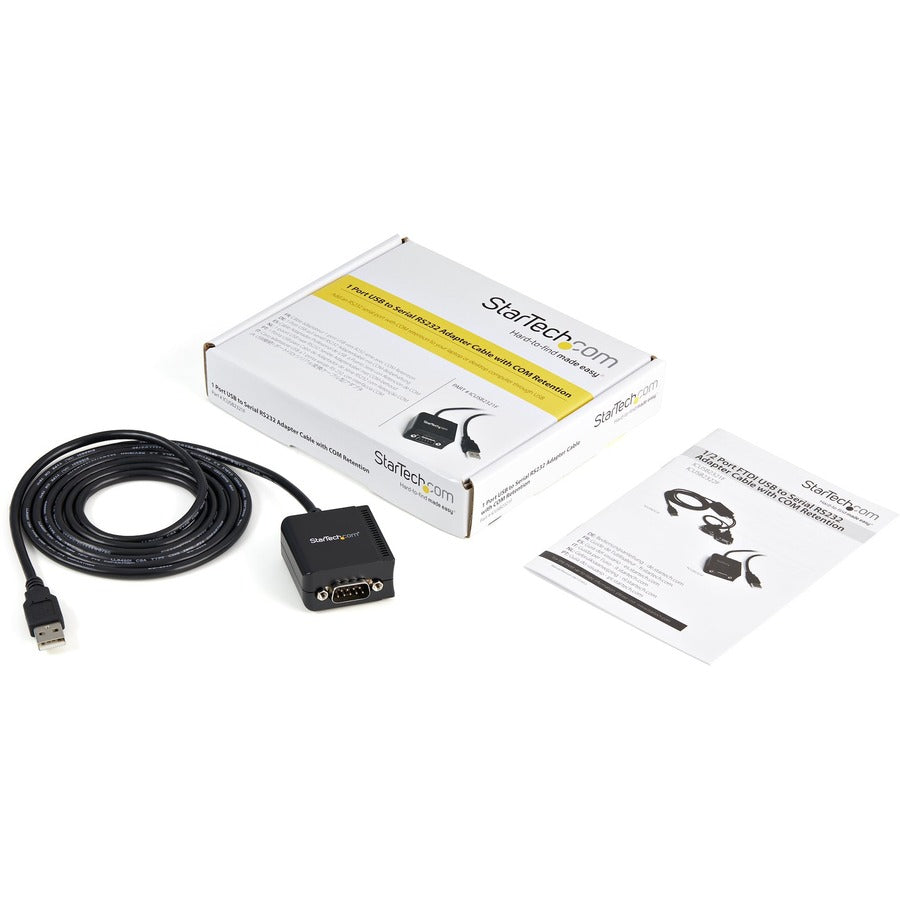 StarTech.com 1 Port FTDI USB to Serial RS232 Adapter Cable with COM Retention