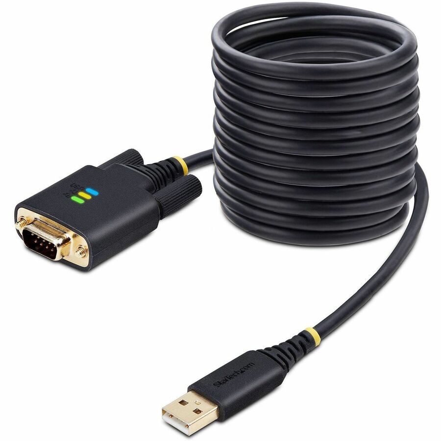 StarTech.com 10ft (3m) USB to Serial Adapter Cable, COM Retention, FTDI, DB9 RS232, Interchangeable DB9 Screws/Nuts, Windows/macOS/Linux