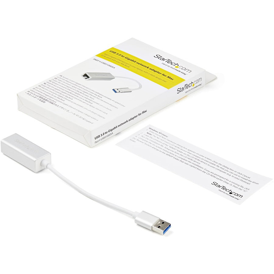 StarTech.com USB 3.0 to Gigabit Network Adapter - Silver - Sleek Aluminum Design Ideal for MacBook, Chromebook or Tablet