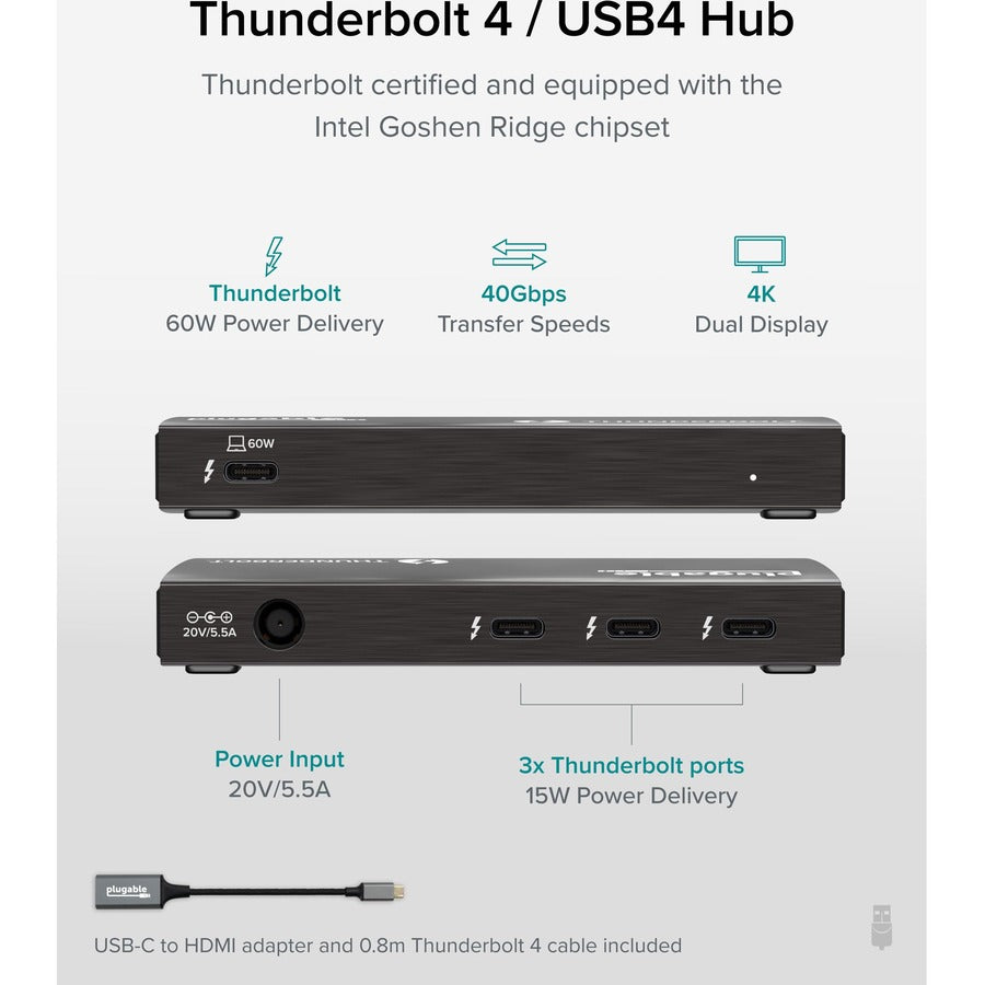 Plugable 4-Port Thunderbolt 4 Hub