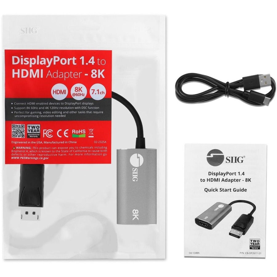 SIIG DisplayPort 1.4 to HDMI Adapter - 8K 60Hz Male to Female