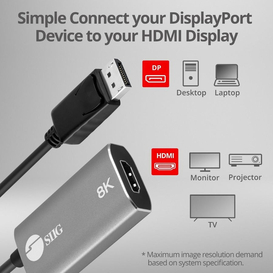 SIIG DisplayPort 1.4 to HDMI Adapter - 8K 60Hz Male to Female