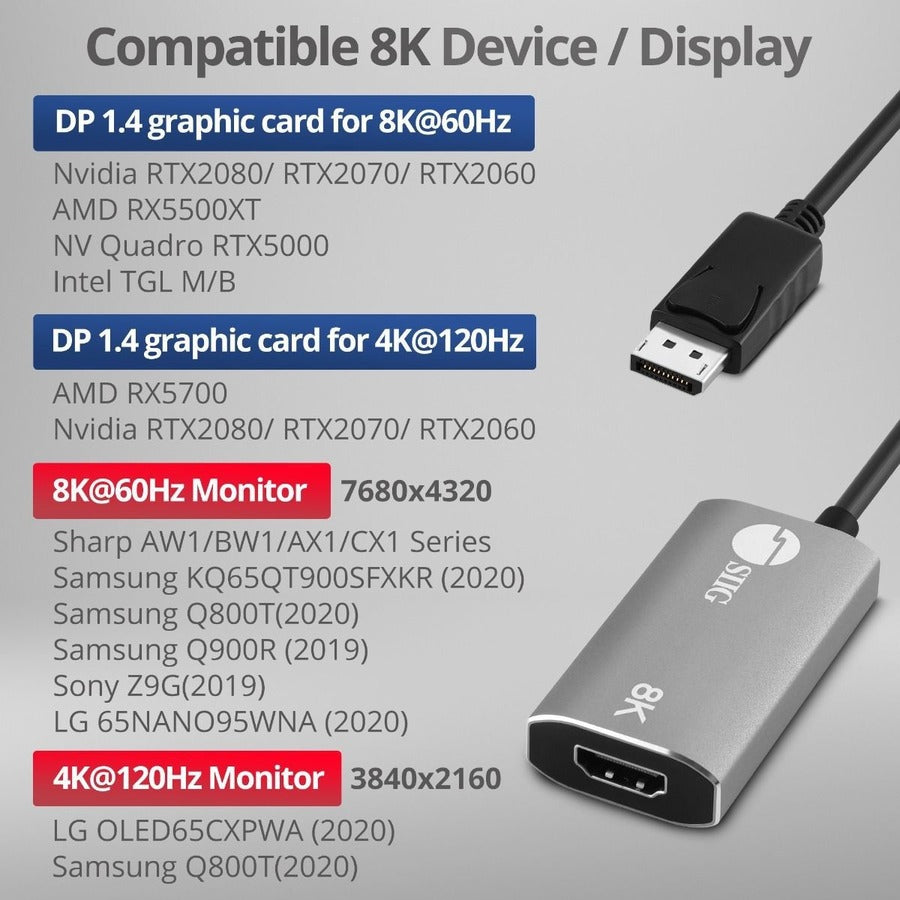 SIIG DisplayPort 1.4 to HDMI Adapter - 8K 60Hz Male to Female