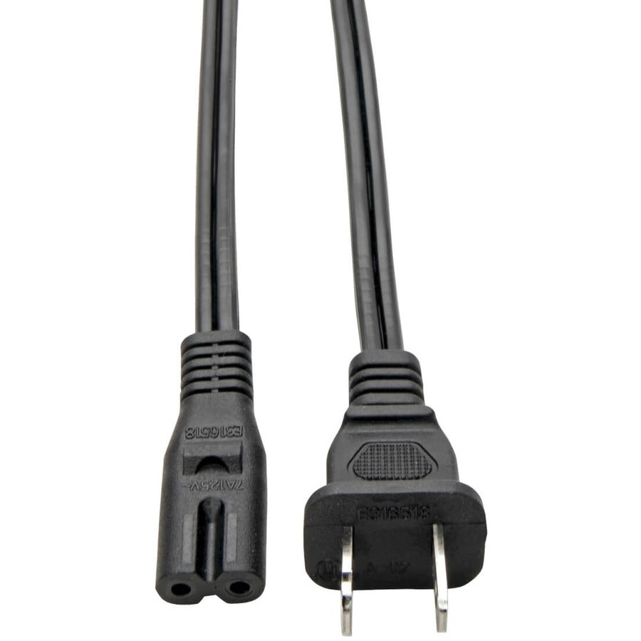 Eaton Tripp Lite Series 2-Slot Non-Polarized Replacement Power Cord, 1-15P to C7 - 10A, 120V, 18 AWG, 6 ft. (1.83 m), Black