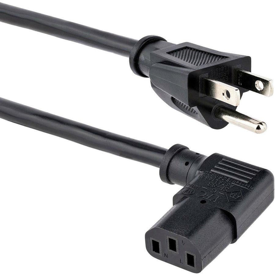 StarTech.com 10ft (3m) Computer Power Cord, NEMA 5-15P to Right Angle C13, 10A 125V, 18AWG, Replacement AC Power Cord, Monitor Power Cable