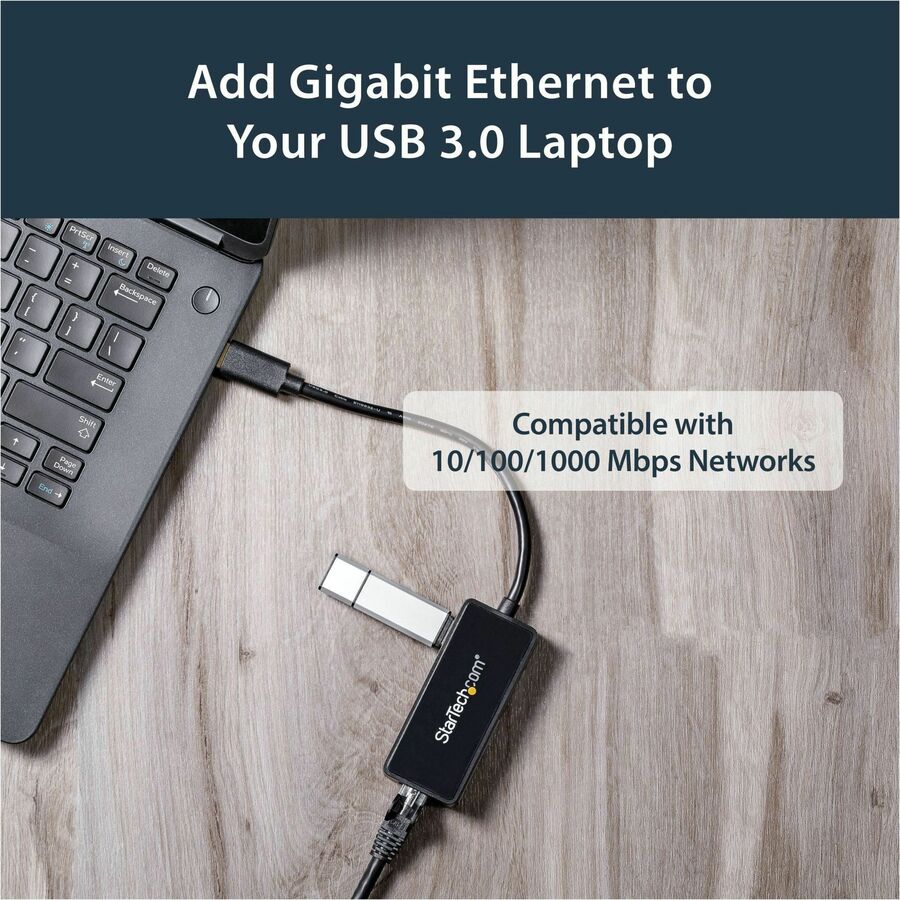 StarTech.com USB 3.0 to Gigabit Ethernet Adapter NIC w/ USB Port - Black