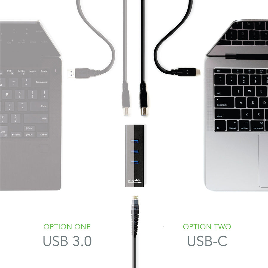 Plugable USB Hub with Ethernet, 3 Port USB 3.0 Bus Powered Hub with Gigabit Ethernet