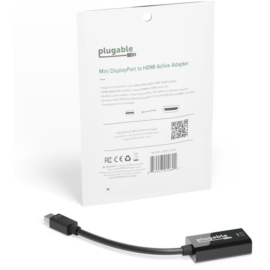 Plugable Active Mini DisplayPort (Thunderbolt 2) to HDMI 2.0 Adapter