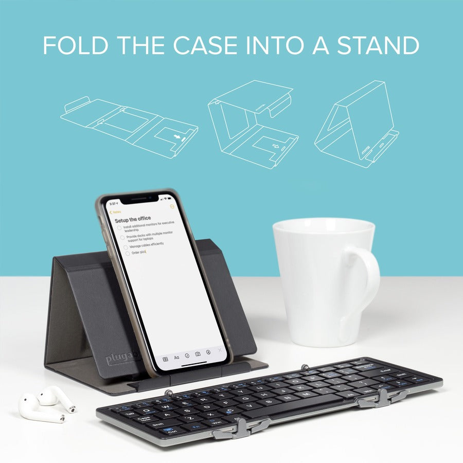 Plugable Foldable Bluetooth Keyboard Compatible with iPad, iPhones, Android, and Windows