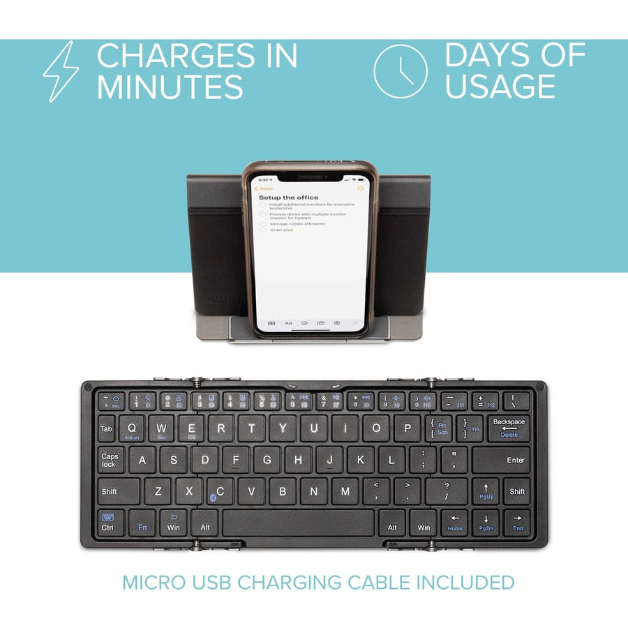 Plugable Foldable Bluetooth Keyboard Compatible with iPad, iPhones, Android, and Windows