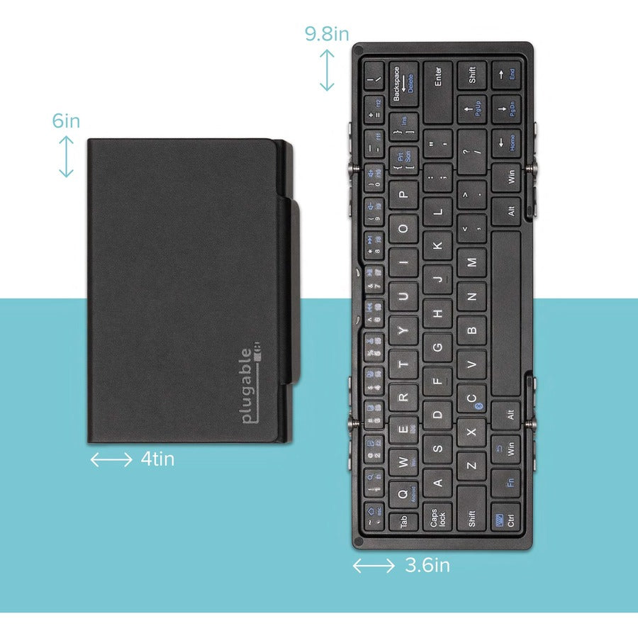 Plugable Foldable Bluetooth Keyboard Compatible with iPad, iPhones, Android, and Windows