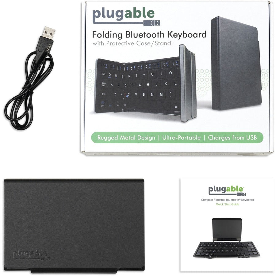 Plugable Foldable Bluetooth Keyboard Compatible with iPad, iPhones, Android, and Windows