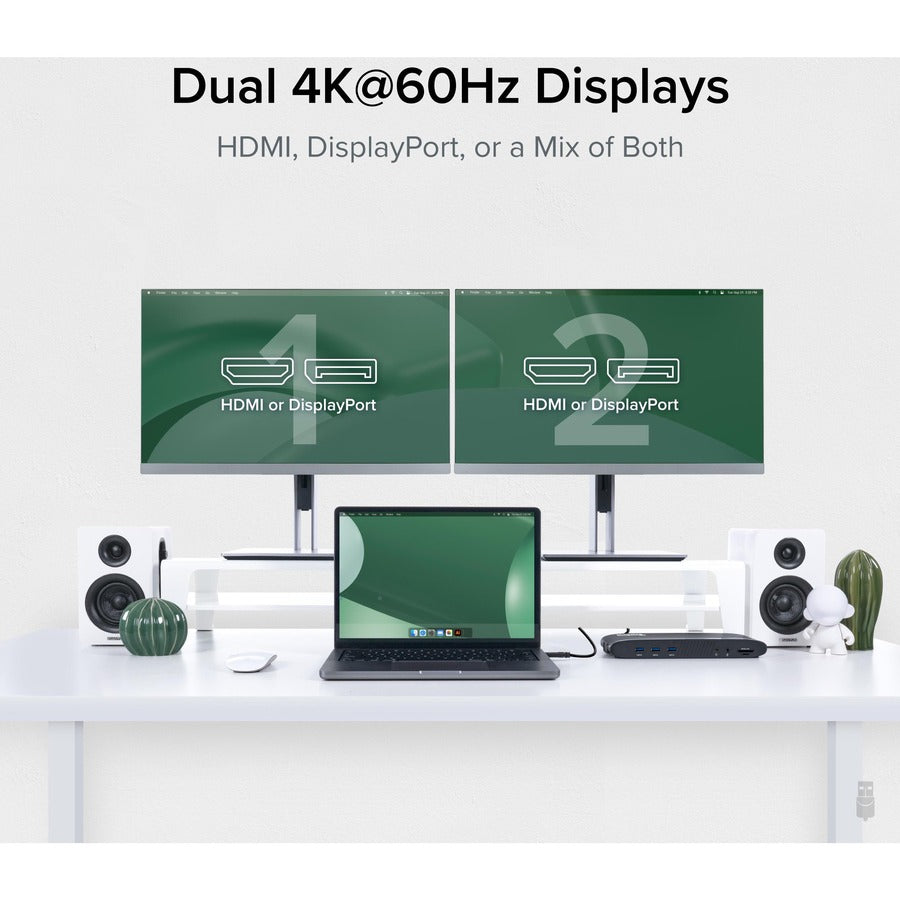 Plugable 13-in-1 USB C Docking Station Dual Monitor, 100W Charging, Dual 4K Displays 2x HDMI or 2x DisplayPort