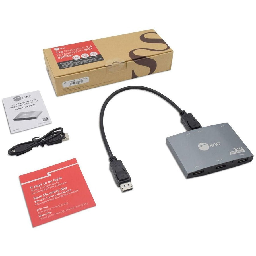 SIIG 1x3 DisplayPort 1.4 to DisplayPort MST Splitter