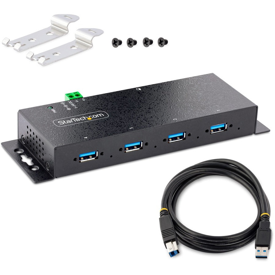 StarTech.com 4-Port Industrial USB 3.0 5Gbps Hub, Rugged USB Hub w/ ESD & Surge Protection, DIN/Wall/Desk Mountable, USB-A Expansion Hub