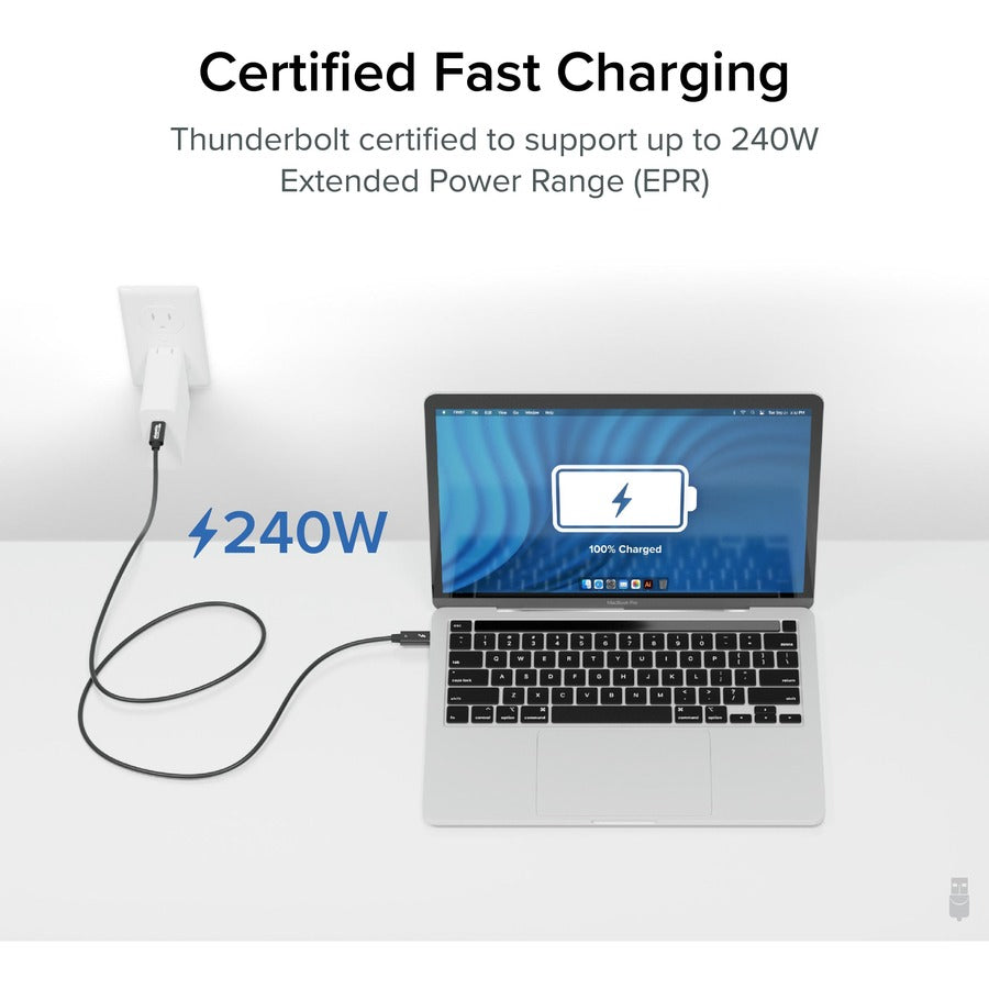 Plugable Thunderbolt 4 Cable with 240W Charging, Thunderbolt Certified, 3.3 Feet (1M),1x 8K Display, 40 Gbps