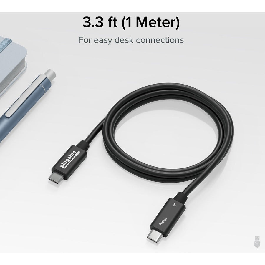 Plugable Thunderbolt 4 Cable with 240W Charging, Thunderbolt Certified, 3.3 Feet (1M),1x 8K Display, 40 Gbps