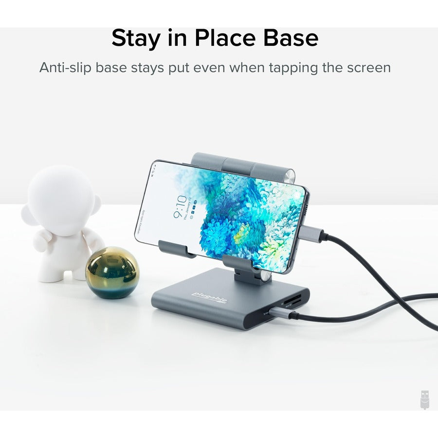 Plugable 8-in-1 USB C Docking Station for iPad with Stand, 100W Pass-through Charging USB-C Hub