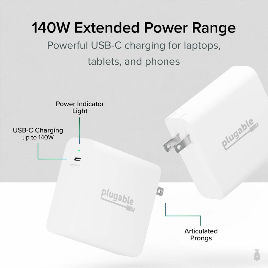 Plugable 140W USB C Charger, GaN Wall Charger for Laptop, PD 3.1 Power Adapter