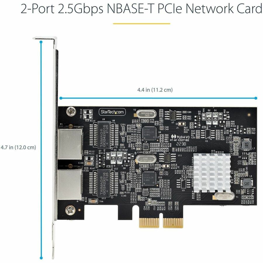 StarTech.com 2-Port 2.5G NBASE-T PCIe Network Card, Computer Network Card Interface, Intel® I225-V, Dual-Port Ethernet, Multi-Gigabit NIC