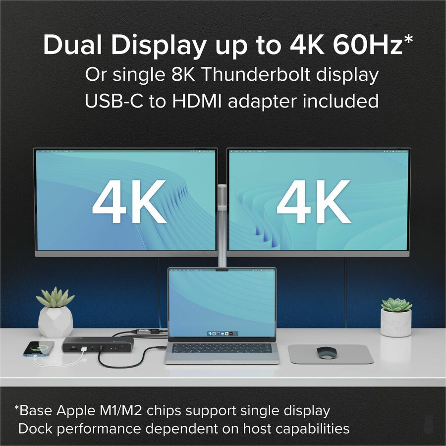 Plugable Thunderbolt 4 Dock with 100W Charging, Thunderbolt Certified, 3x Thunderbolt Ports