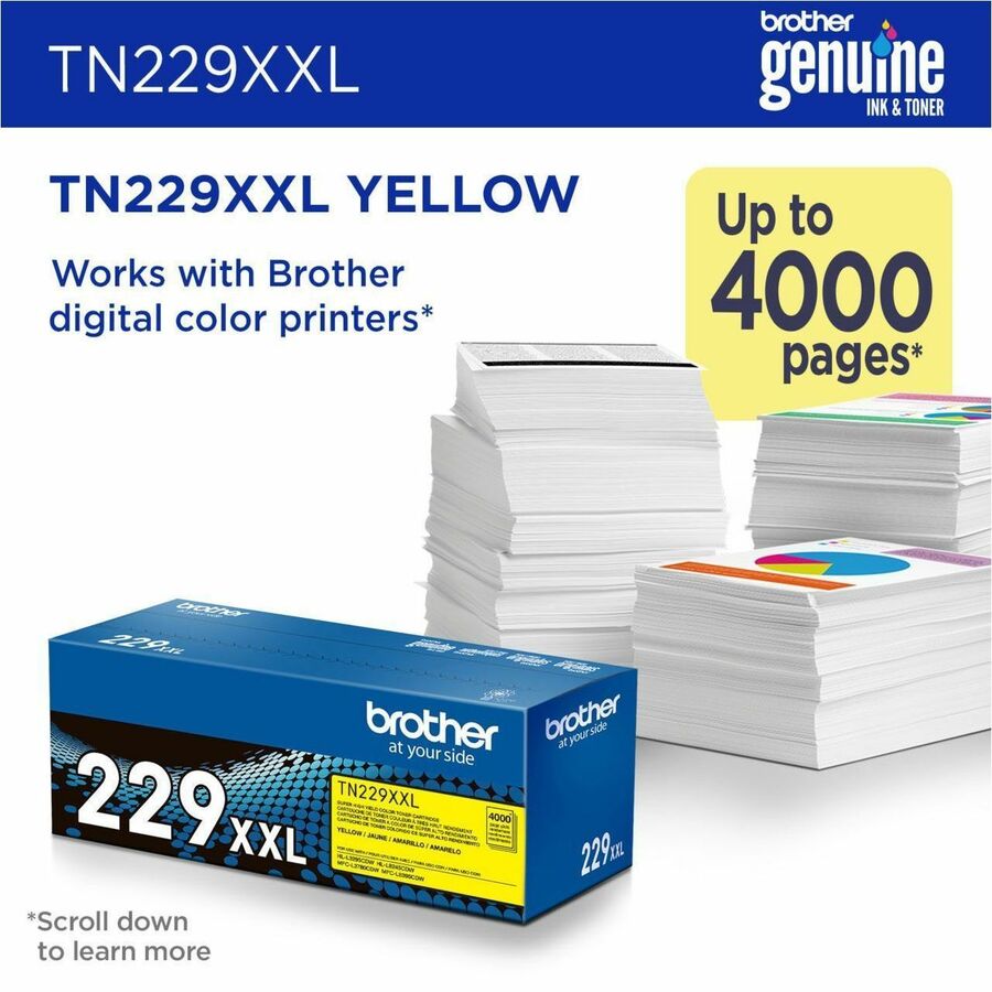 Brother Genuine TN229XXLY Super High-yield Yellow Toner Cartridge